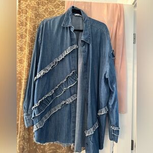 Denim ruffle shirt